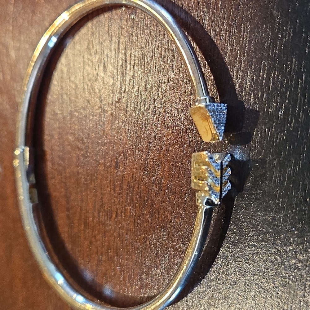 Gold Arrow Bangle Bracelet/Stone Missing - image 2